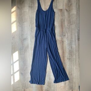 Athleta Navy Sleeveless Wide Leg Jumpsuit Lounge Travel One Piece Size 8